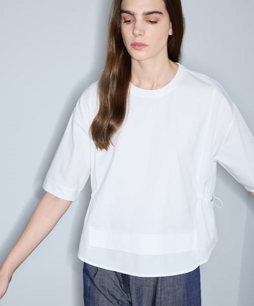 İPEKYOL Kumaş Mix Büzgülü Tişört  IS1260070239 - Beyaz