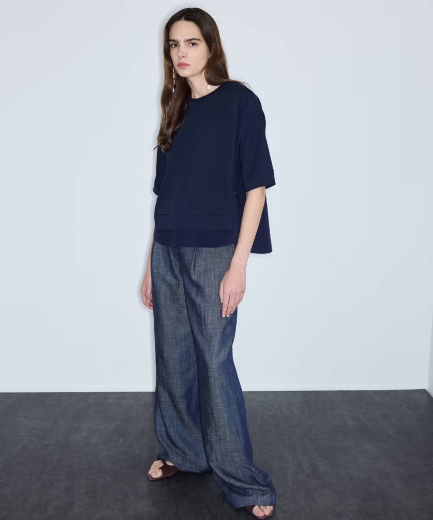 İPEKYOL Kumaş Mix Büzgülü Tişört  IS1260070239 - Lacivert