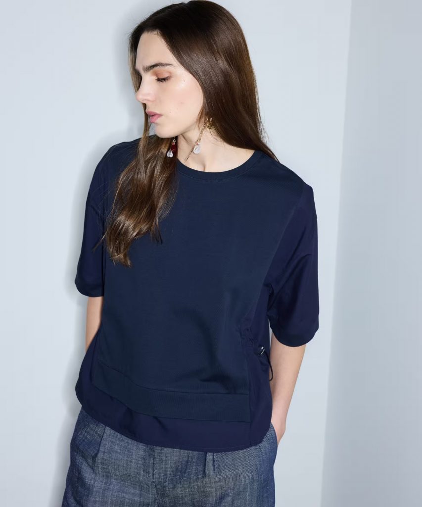 İPEKYOL Kumaş Mix Büzgülü Tişört  IS1260070239 - Lacivert