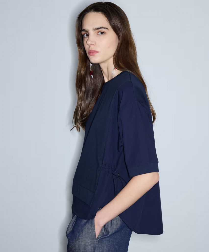 İPEKYOL Kumaş Mix Büzgülü Tişört  IS1260070239 - Lacivert