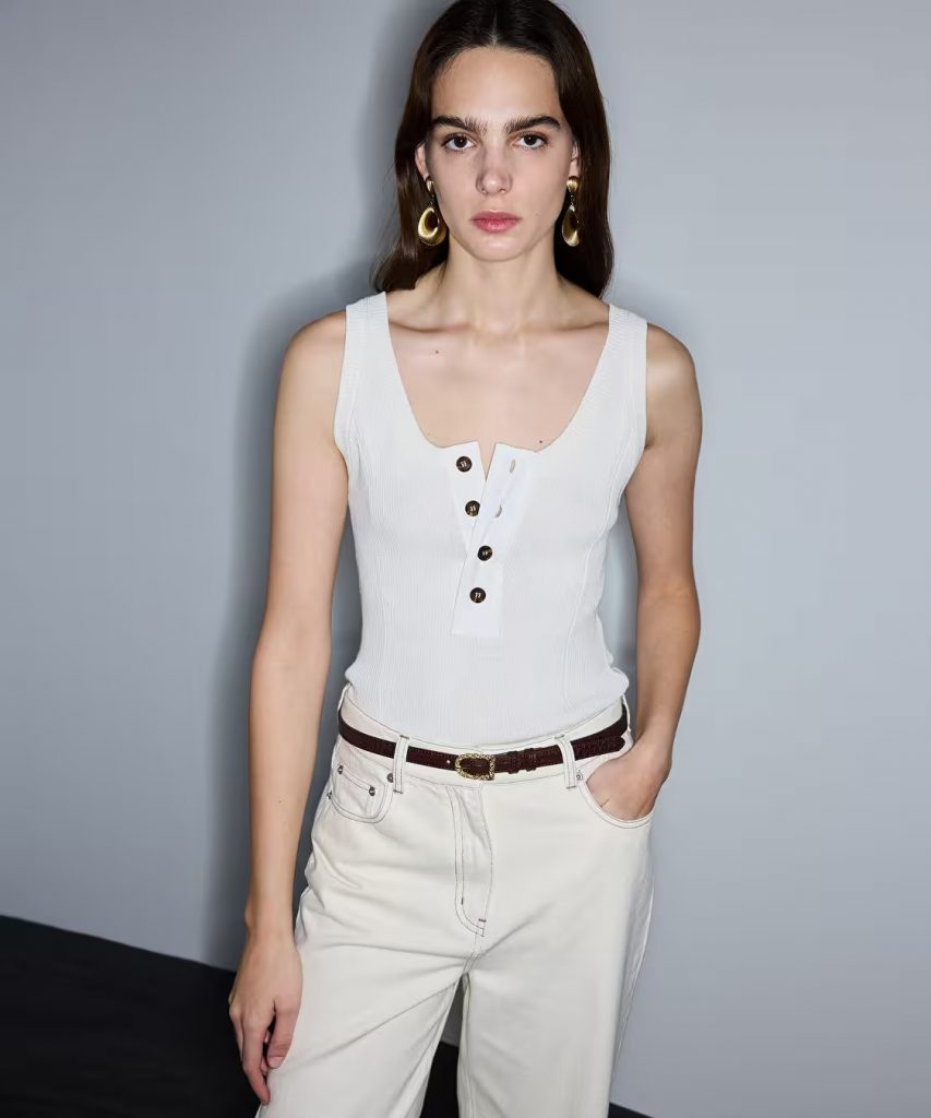 İPEKYOL Kontrast Düğmeli Triko IS1260050048 - EKRU