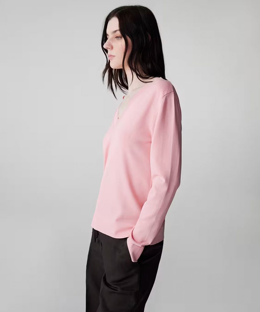 İPEKYOL V Yaka Basic Triko IS1260050081 - PUDRA