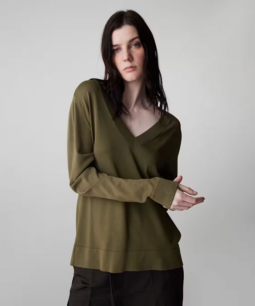 İPEKYOL V Yaka Basic Triko IS1260050081 - HAKİ