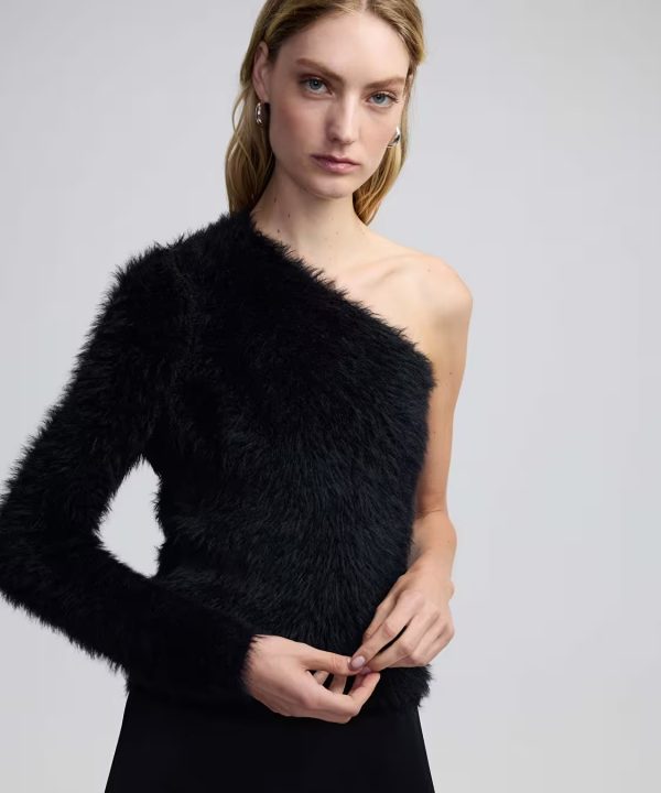 İPEKYOL Asimetrik Kol Pelüş Triko Bluz IW6240050163