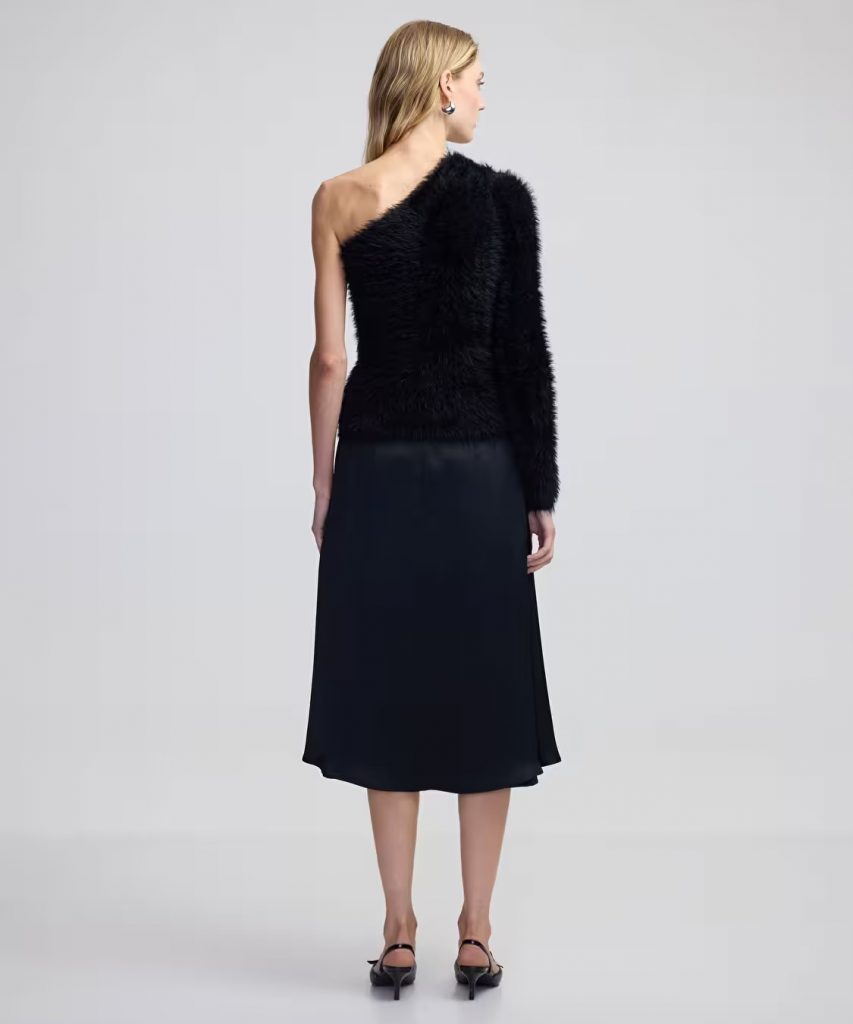 İPEKYOL Asimetrik Kol Pelüş Triko Bluz IW6240050163 - Siyah