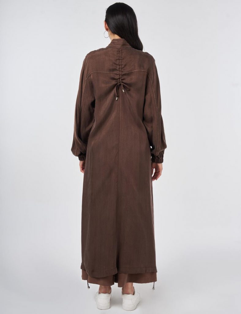 KAYRA Dik Yaka Giy-Çık Uzun Tunik 25022 - ÇİKOLATA