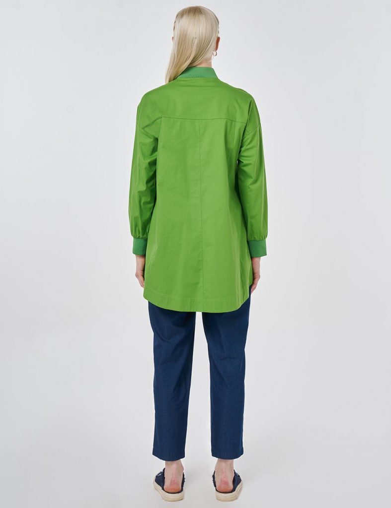 KAYRA Kolej Yaka İşleme Detaylı Pamuklu Bluz 71016 - FISTIK YEŞ