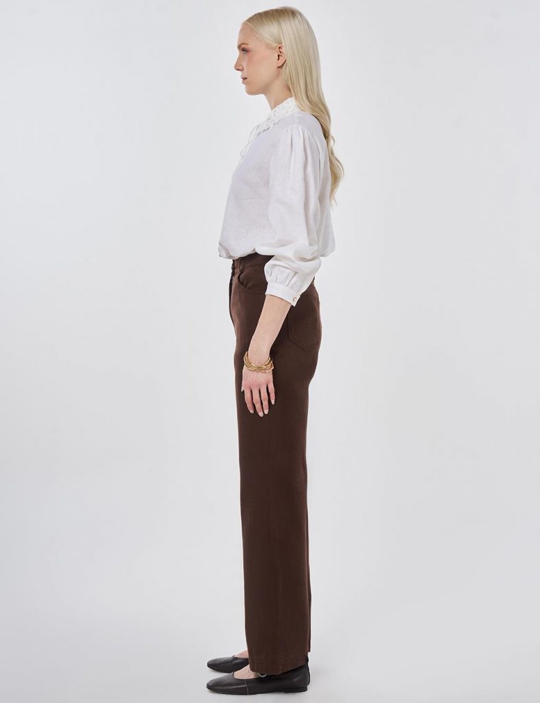 KAYRA İspanyol Paça Denim Pantolon 19093 - ÇİKOLATA