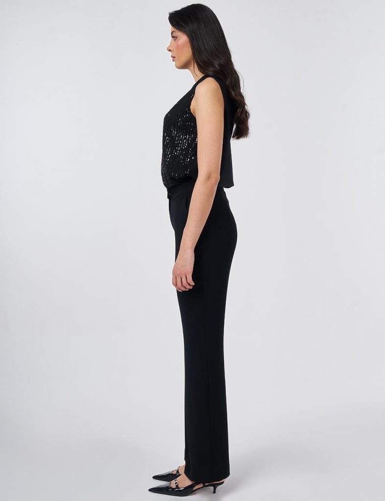 KAYRA Ütü İzli İspanyol Paça Pantolon 19084 - Siyah