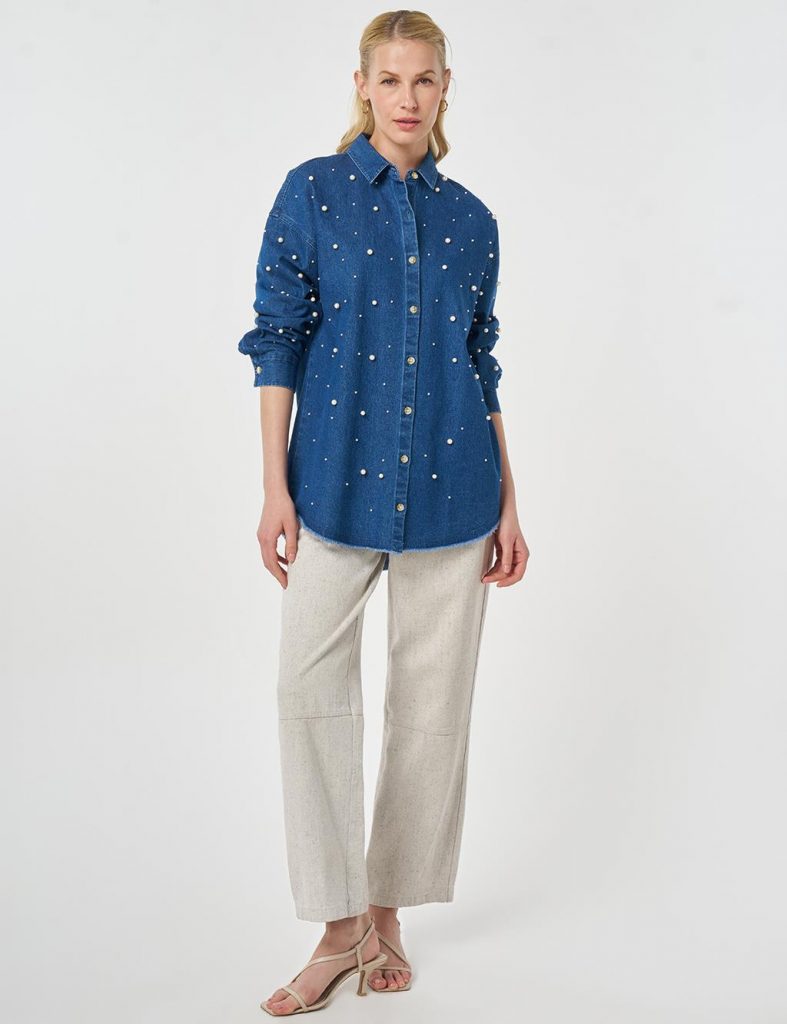 KAYRA İnci Detaylı Denim Tunik 21060