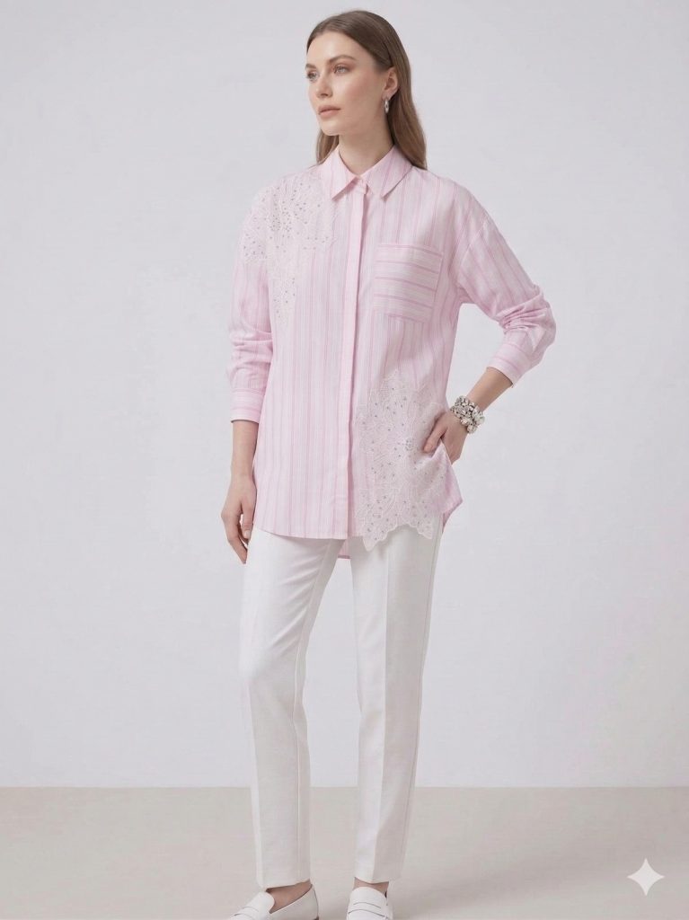 KAYRA Boncuk ve Çiçek İşlemeli Tunik 21123