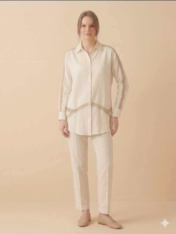 KAYRA Omuz ve Bel Dantel Detaylı Tunik 21129