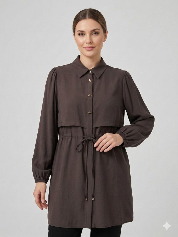 KAYRA Beli Bağcıklı Kolları Lastikli Tunik 21170