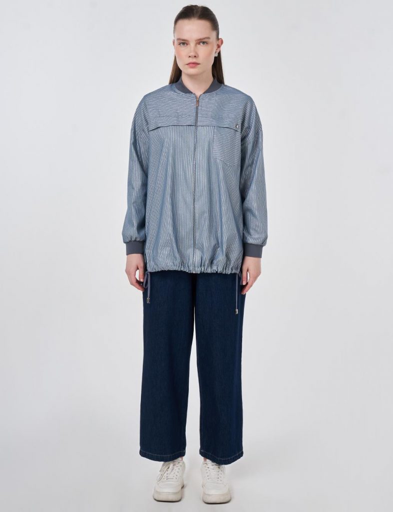 KAYRA Aller Detaylı Kolej Yaka Tunik 81045A - İNDİGO