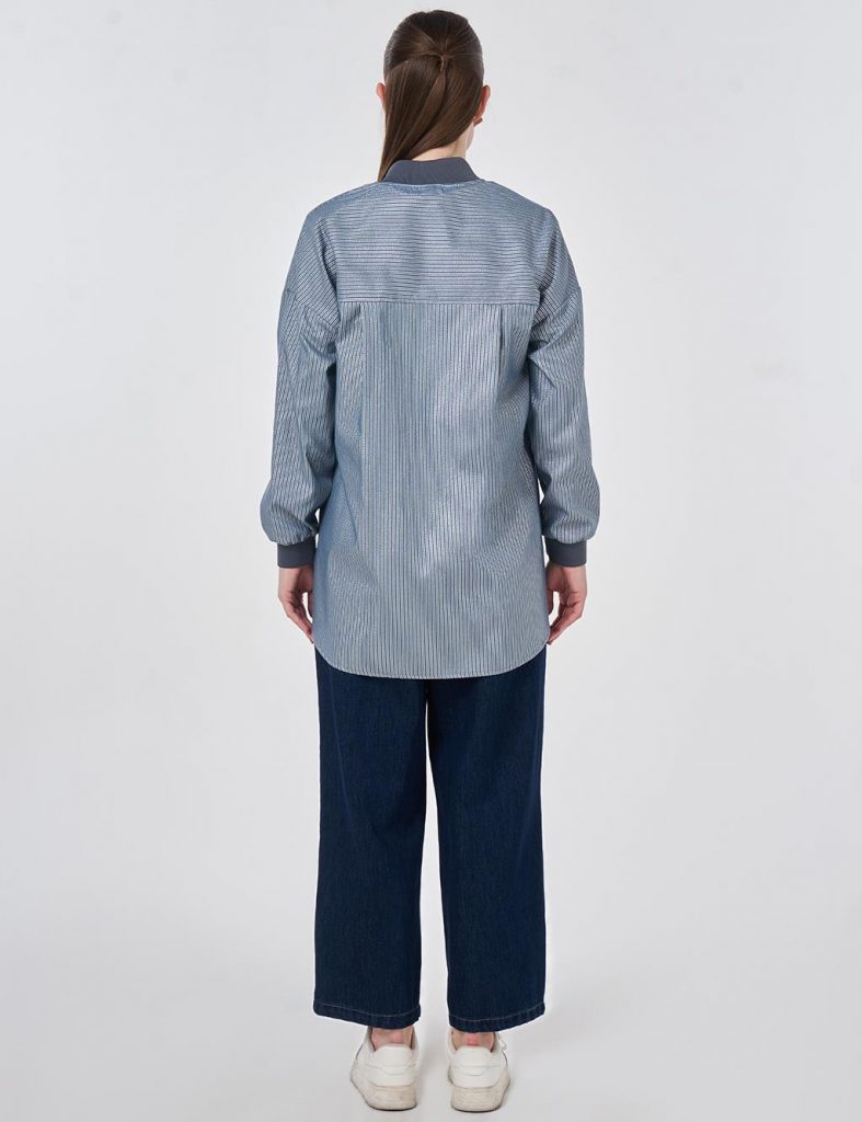 KAYRA Aller Detaylı Kolej Yaka Tunik 81045A - İNDİGO