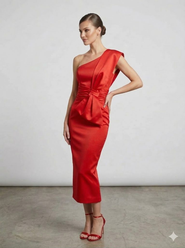 LACRİMA Kurdele Detaylı Abiye Elbise  1001 - mercan