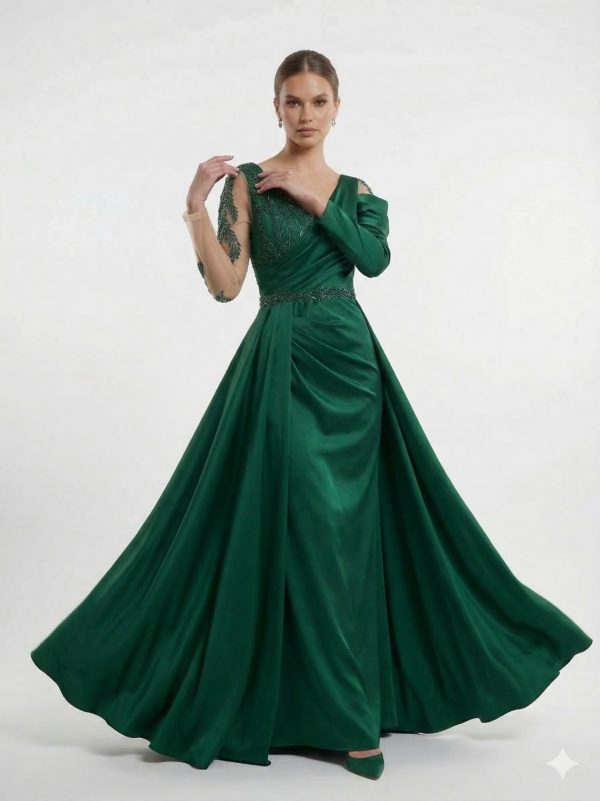 LACRİMA Kendinden Taş İşlemeli Abiye Elbise 7782