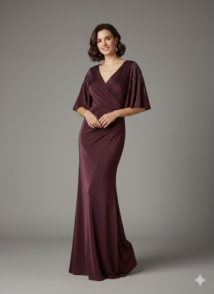 LACRİMA Yarım Kol Parlak Kumaş Abiye 8200 B.B