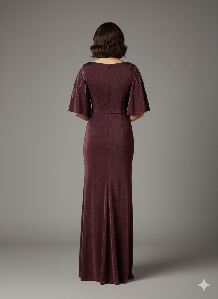 LACRİMA Yarım Kol Parlak Kumaş Abiye 8200 B.B