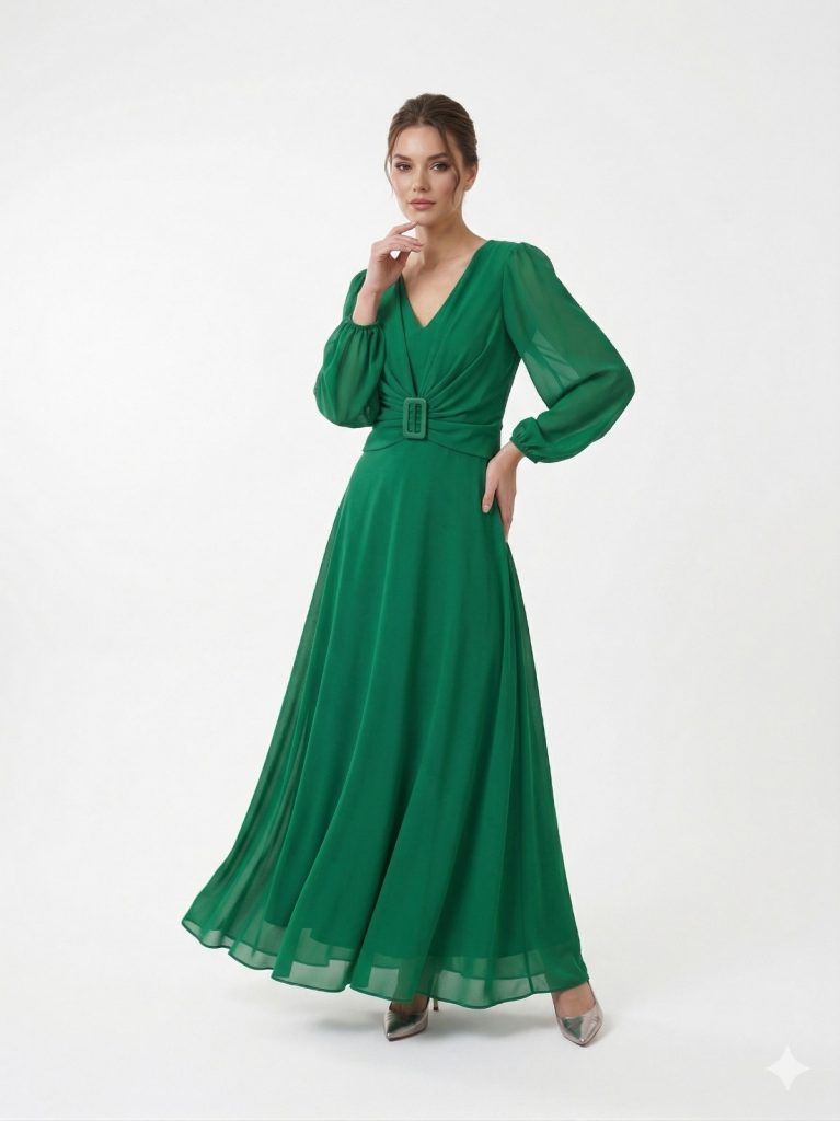 LENDY Kemer Detaylı Abiye Elbise 50579