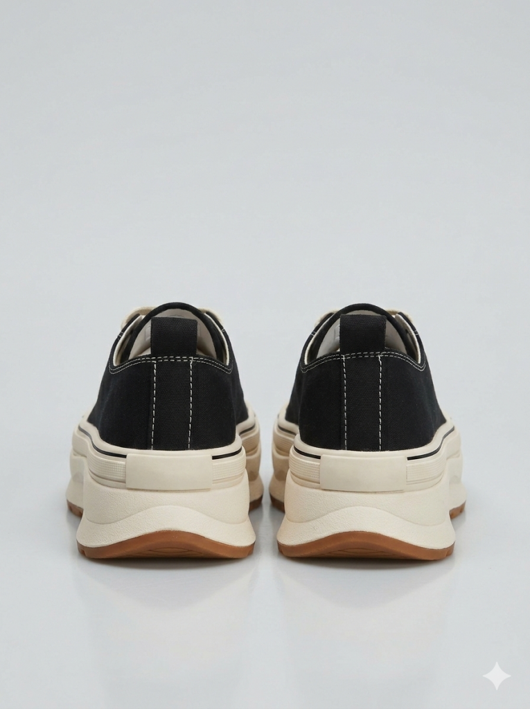 LUFİAN Kalın Taban Bağcıklı Sneaker 121230092 - Siyah