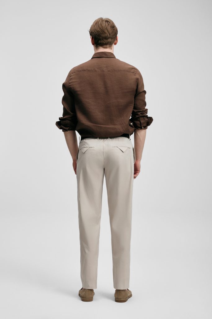 LUFİAN Erkek Rahat Kesim Keten Gömlek 111010654 - K.KAHVE