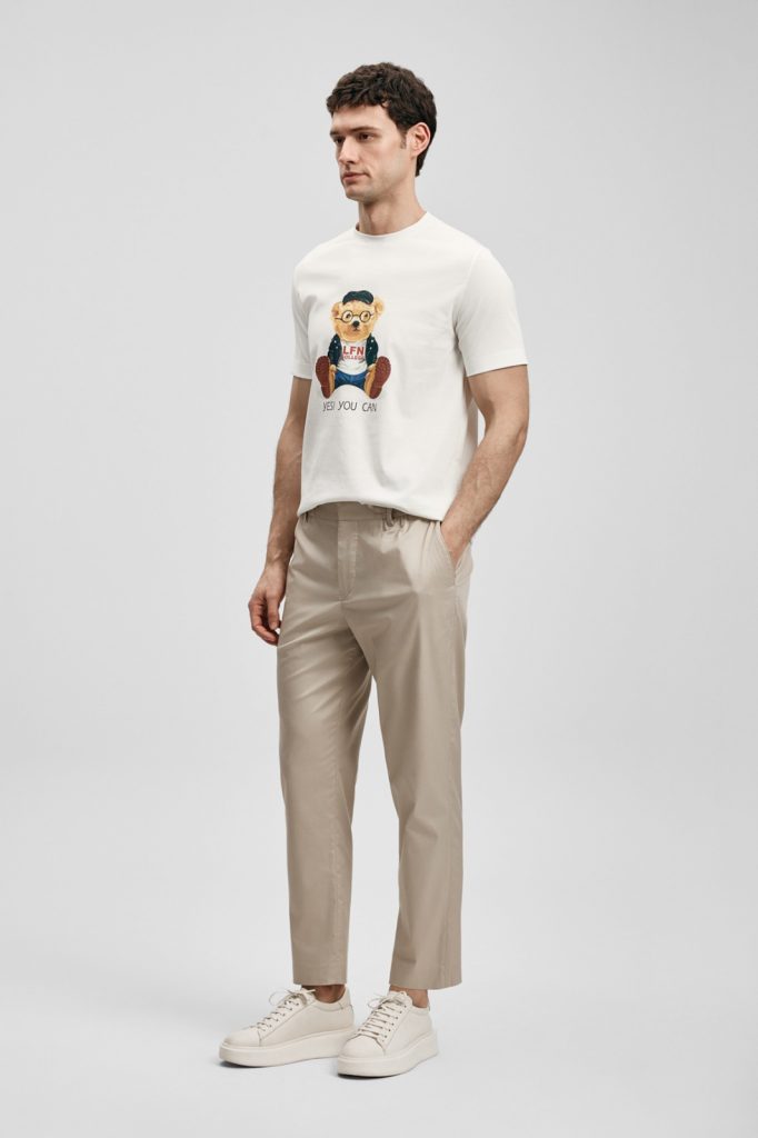 LUFİAN Teddy Modern Grafik T- Shirt 111020305 - KIR.BEYAZ