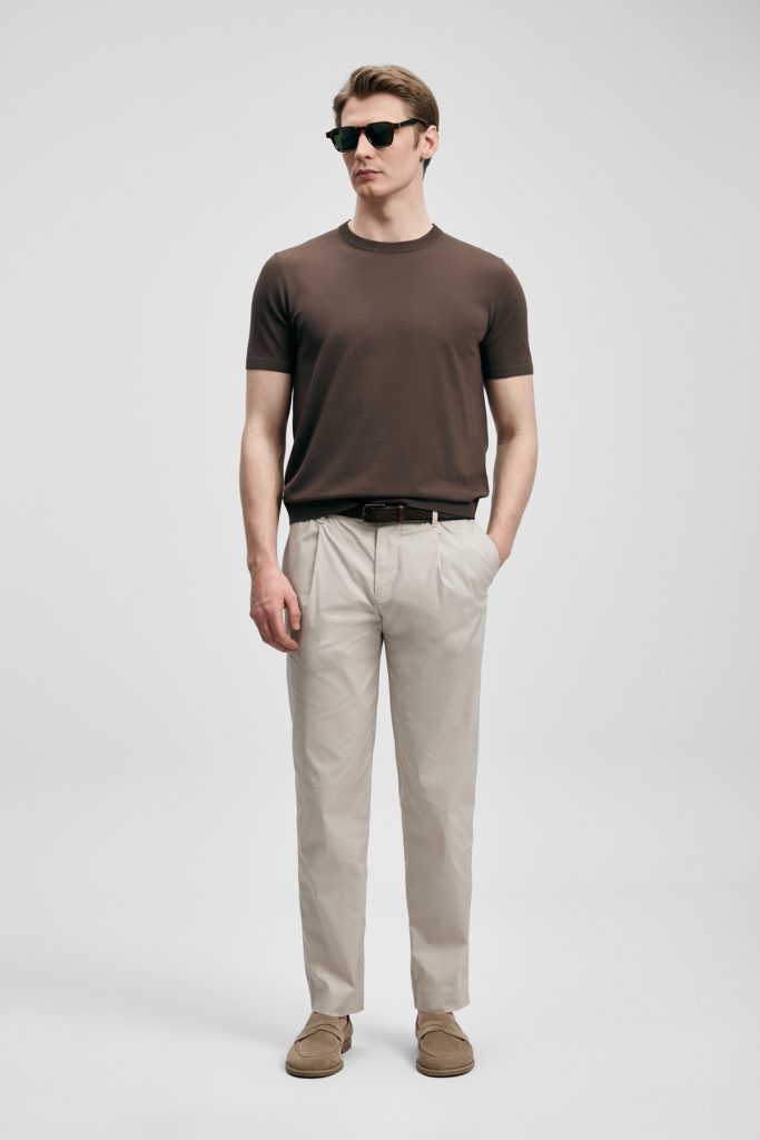 LUFİAN Sıfır Yaka Basic Tişört 111090156 - kahve