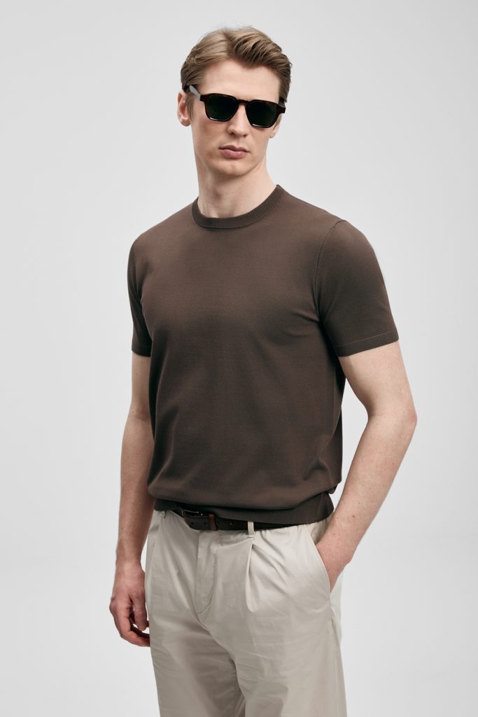 LUFİAN Sıfır Yaka Basic Tişört 111090156 - kahve