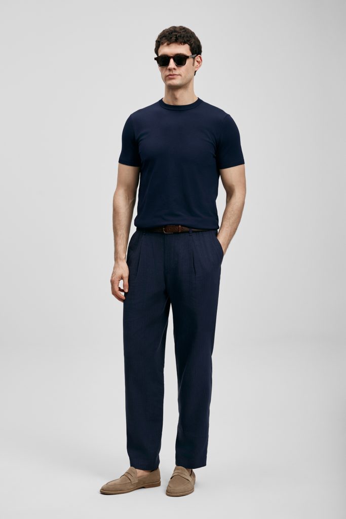 LUFİAN Sıfır Yaka Basic Tişört 111090156 - K.LACİVERT