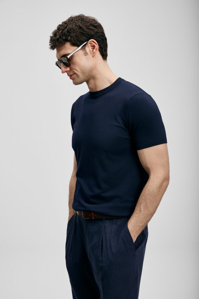 LUFİAN Sıfır Yaka Basic Tişört 111090156 - K.LACİVERT