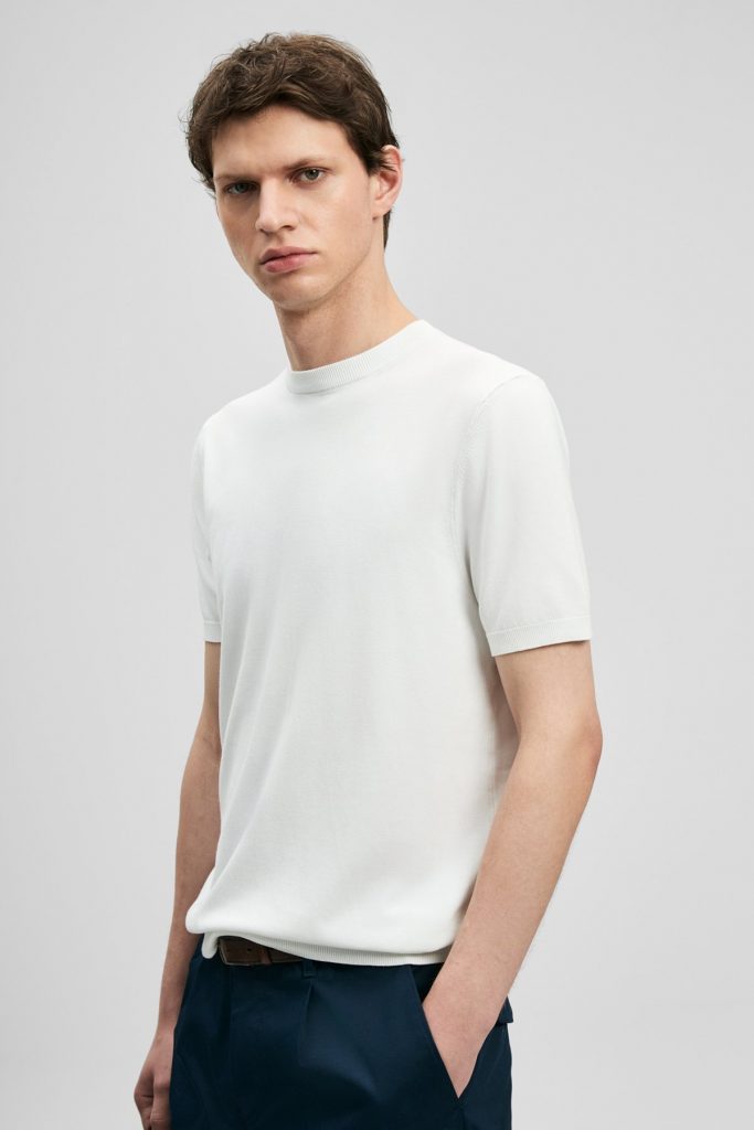 LUFİAN Sıfır Yaka Basic Tişört 111090156 - KIR.BEYAZ