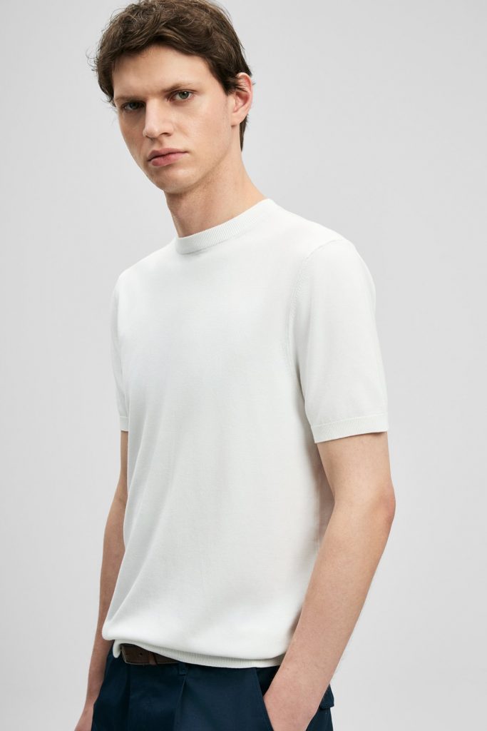 LUFİAN Sıfır Yaka Basic Tişört 111090156 - KIR.BEYAZ