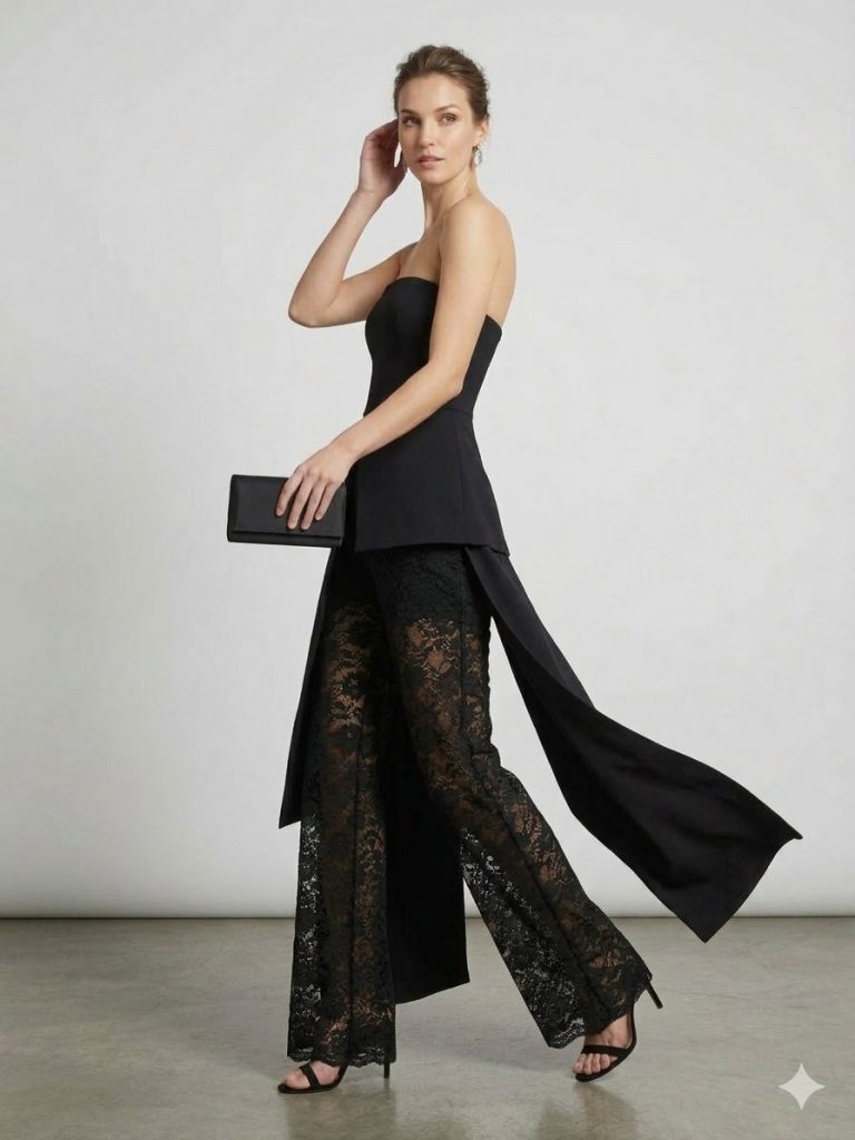 MALL OF BAZAAR Dantel Detaylı Tulum 3426 - Siyah