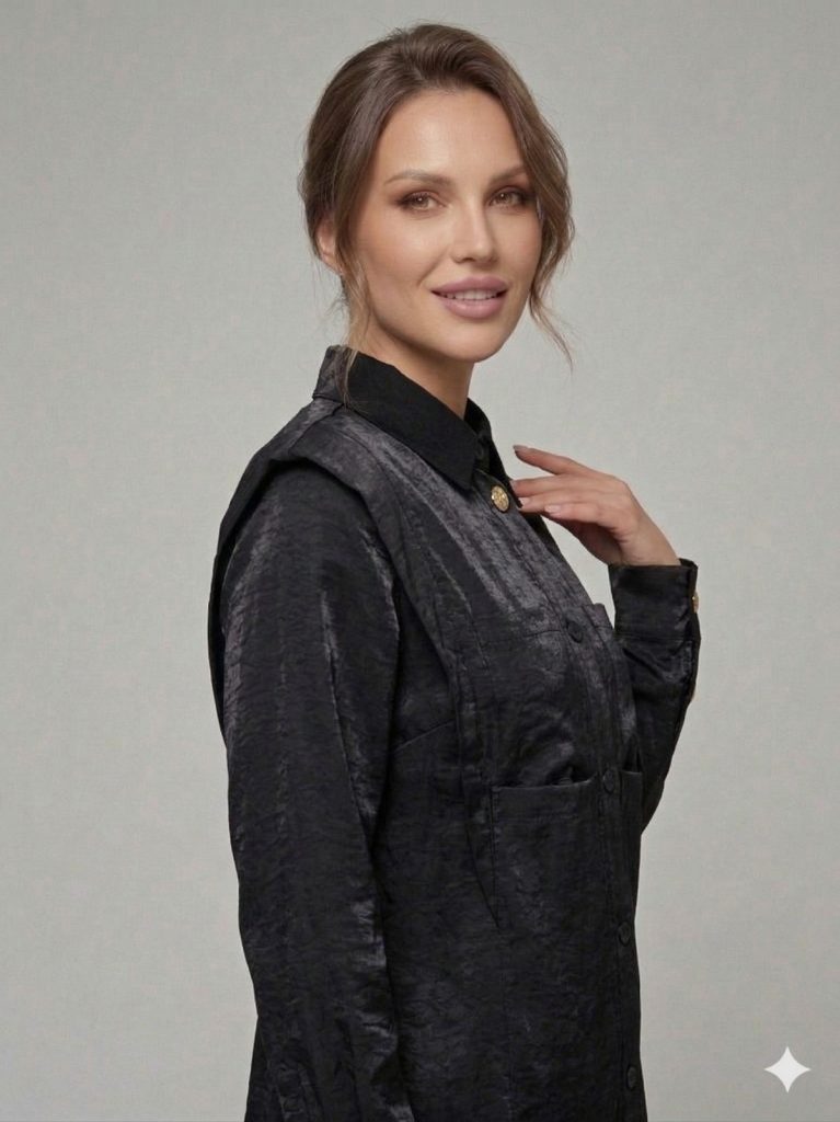 MASCARA Cep Detaylı Aksesuarlı Uzun Tunik 1111 - Siyah