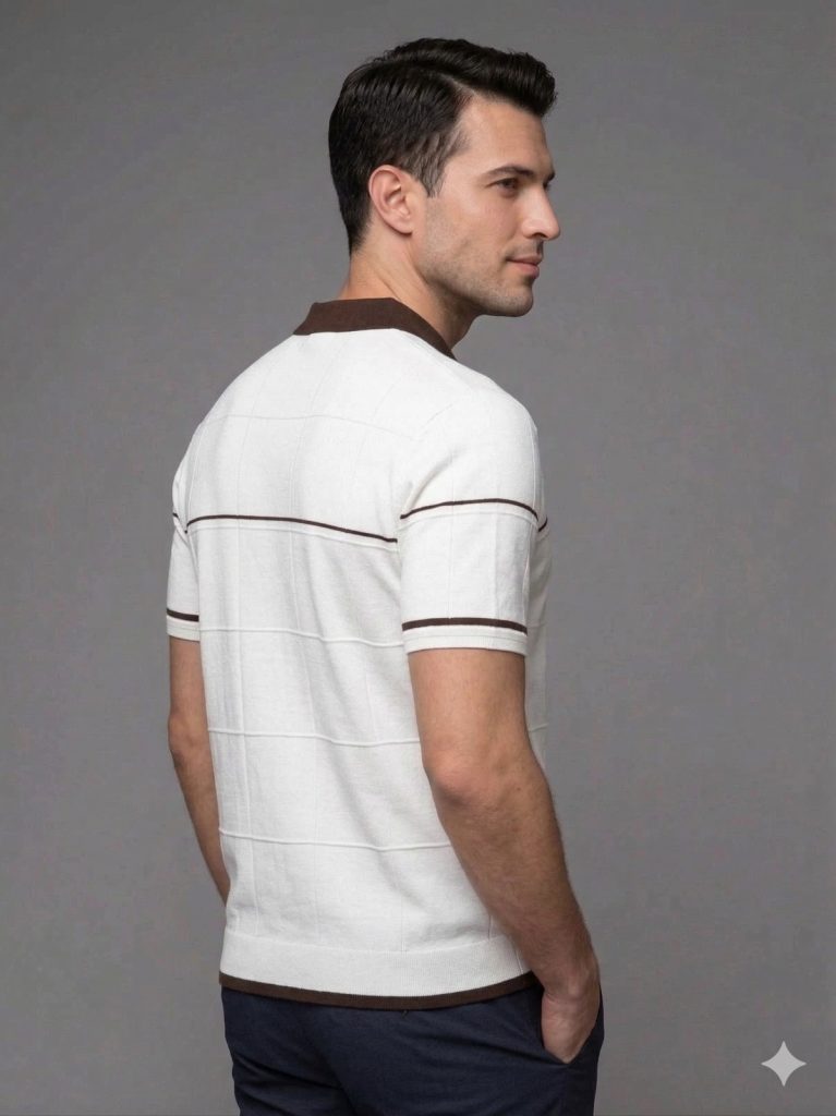 MCR Çizgi Detaylı Triko Tişört 11249 - EKRU