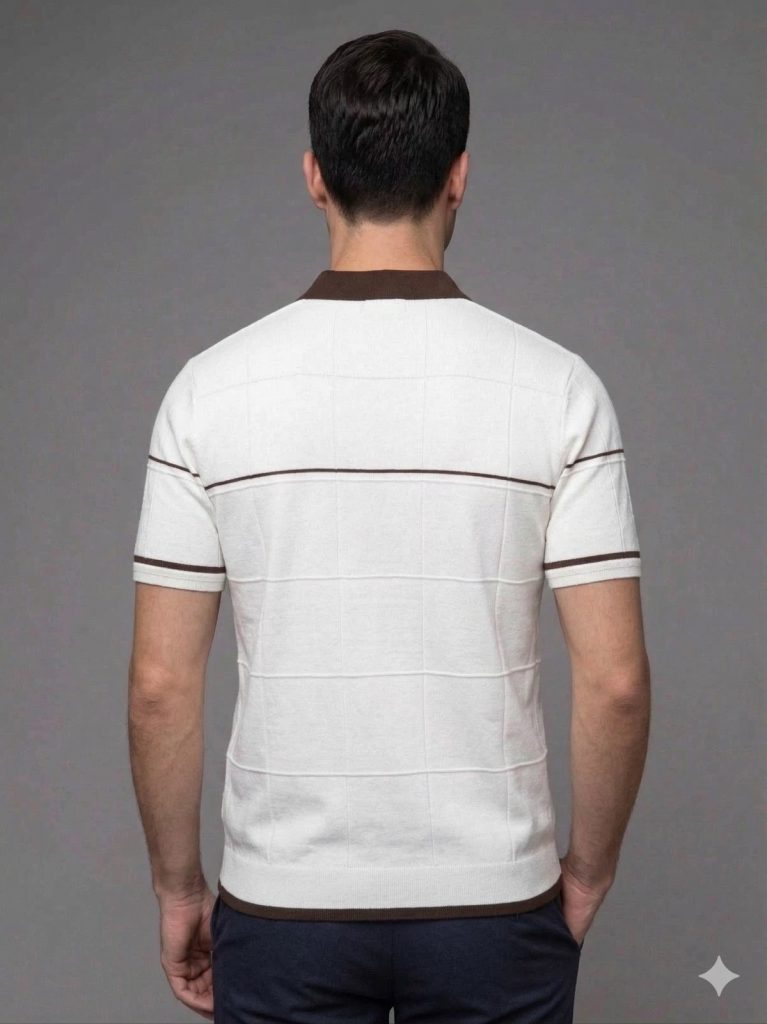 MCR Çizgi Detaylı Triko Tişört 11249 - EKRU