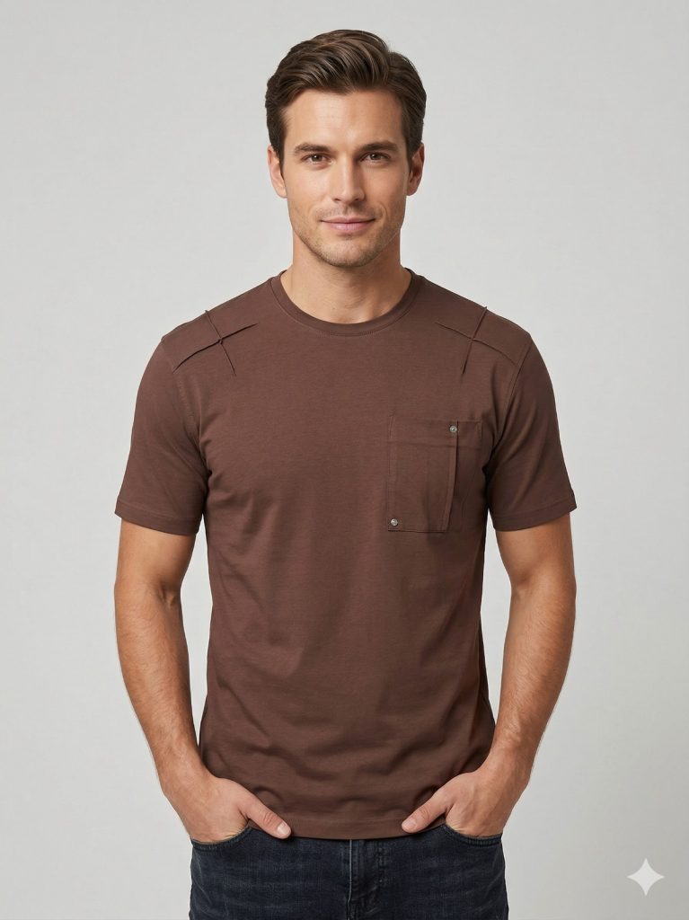 MCR Kendinden Çizgi Detaylı Tişört 36876 - kahve