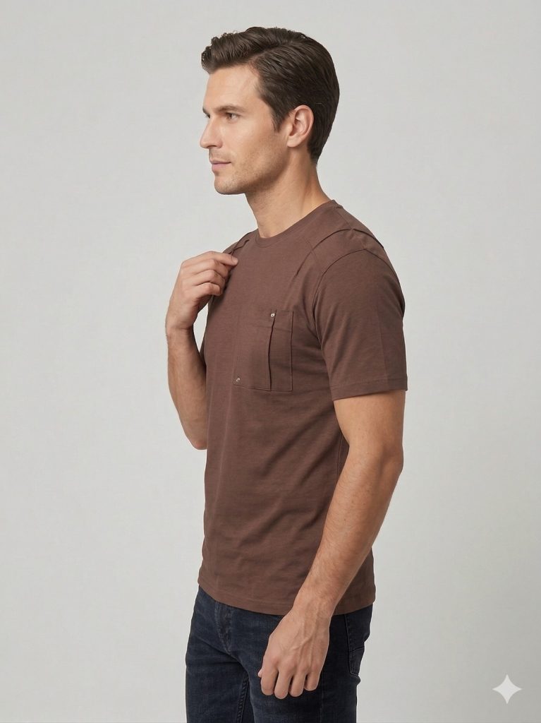 MCR Kendinden Çizgi Detaylı Tişört 36876 - kahve