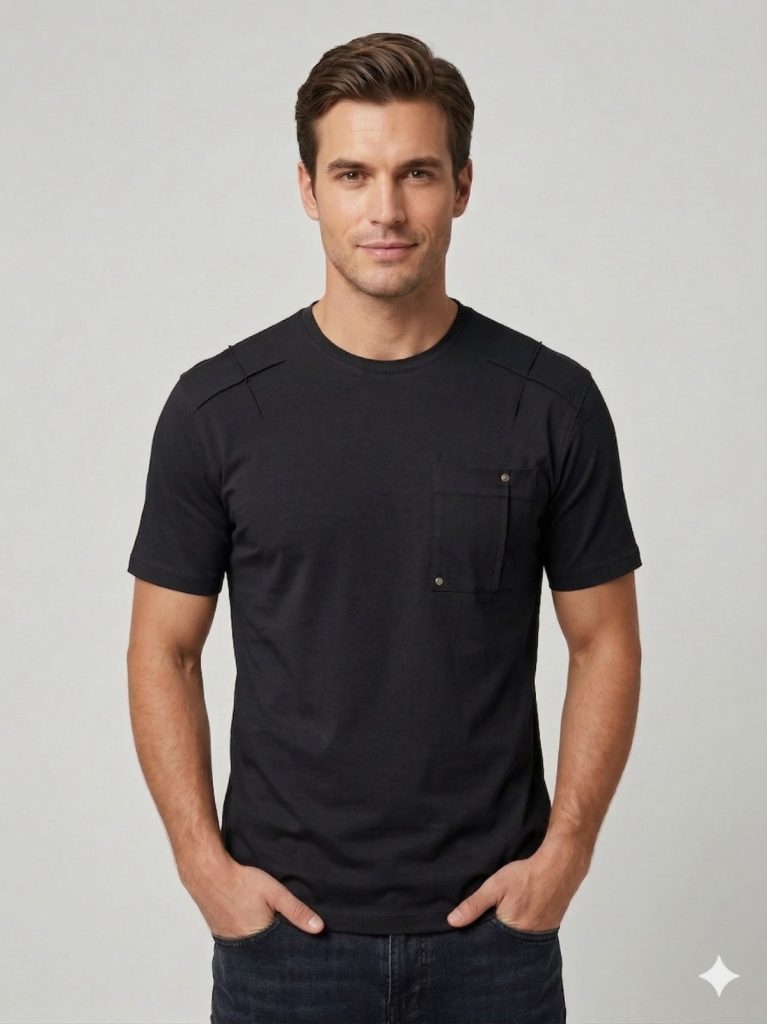 MCR Kendinden Çizgi Detaylı Tişört 36876 - Siyah