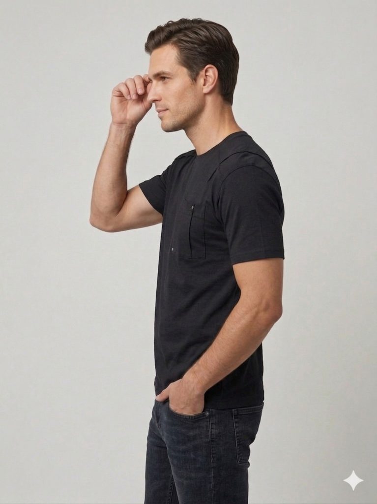 MCR Kendinden Çizgi Detaylı Tişört 36876 - Siyah