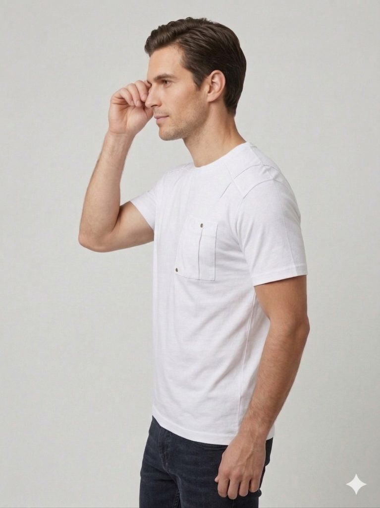 MCR Kendinden Çizgi Detaylı Tişört 36876 - Beyaz