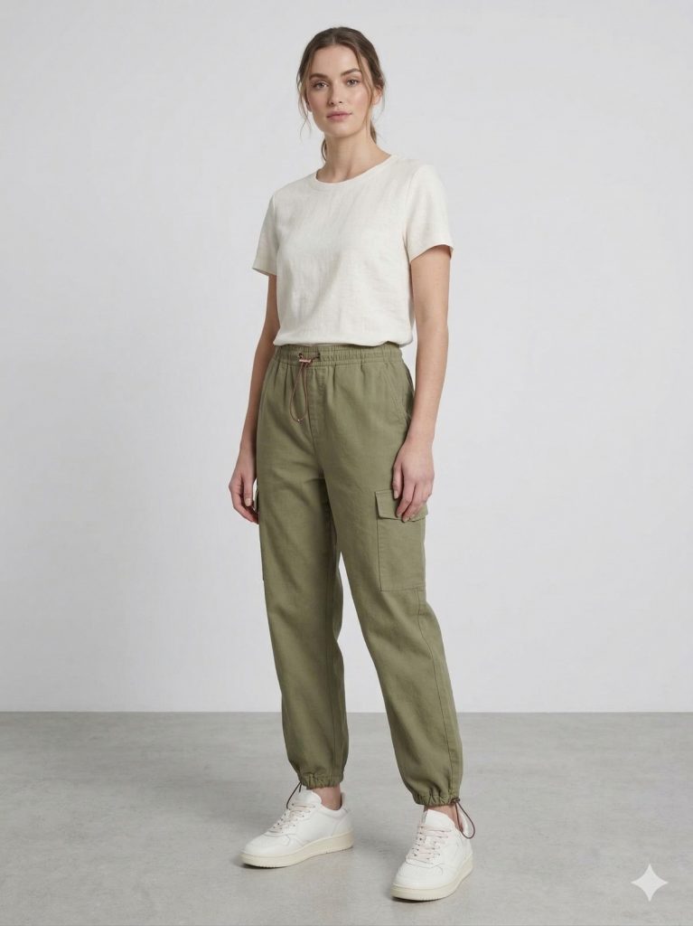 MEZZURA Kargo Cepli Paçası Lastikli Pantolon 2004 - HAKİ