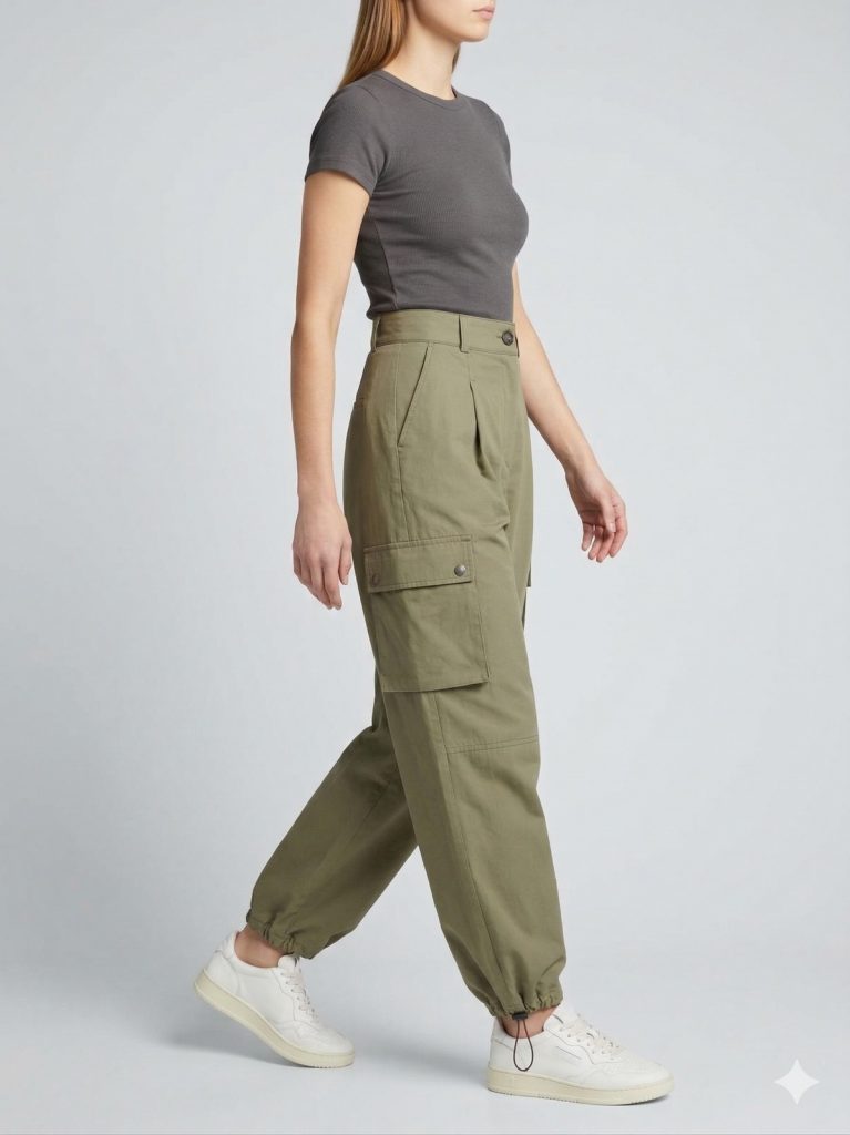 MEZZURA Kargo Cepli Paçası Lastikli Pantolon 2004 - HAKİ