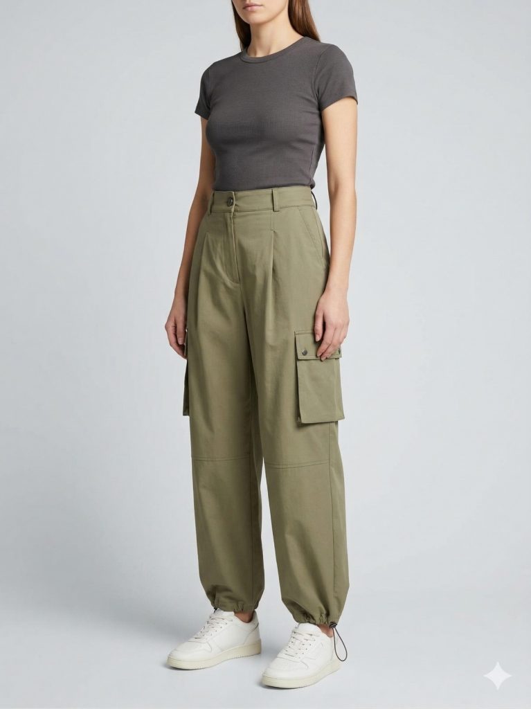 MEZZURA Kargo Cepli Paçası Lastikli Pantolon 2004 - HAKİ