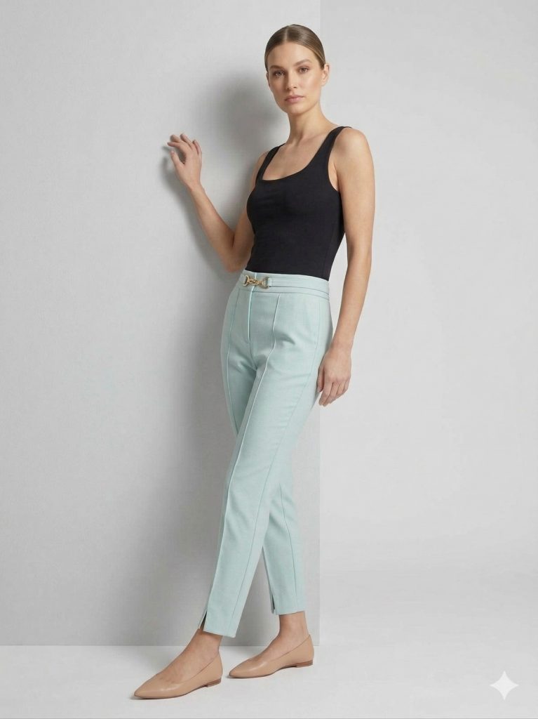 MEZZURA Önü Tokalı Pantolon 2165 - mint