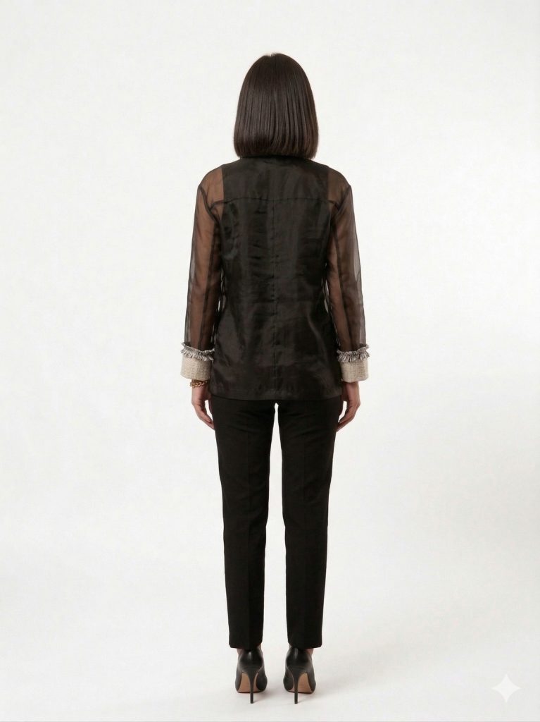 MİANOTTE Taş İşlemeli Transparan Ceket  9015 - Siyah