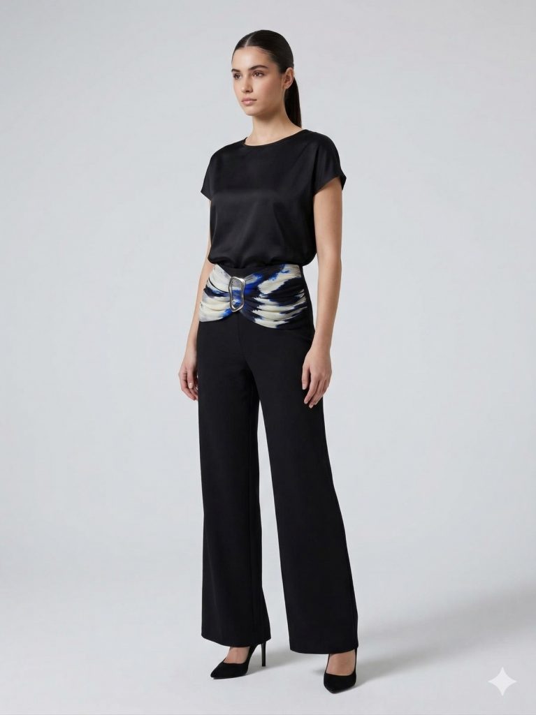 MİANOTTE Kalın Kemer Detaylı Pantolon 6883 - SAKS