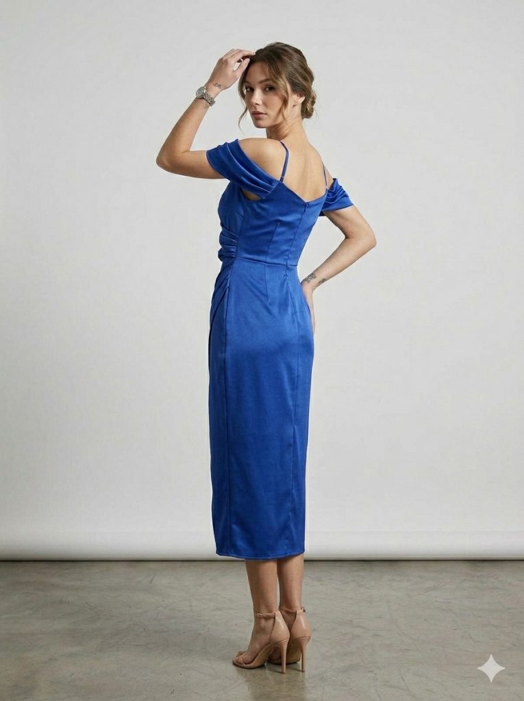 MİRAM Kol Detaylı Yırtmaçlı Abiye 4119 - SAKS