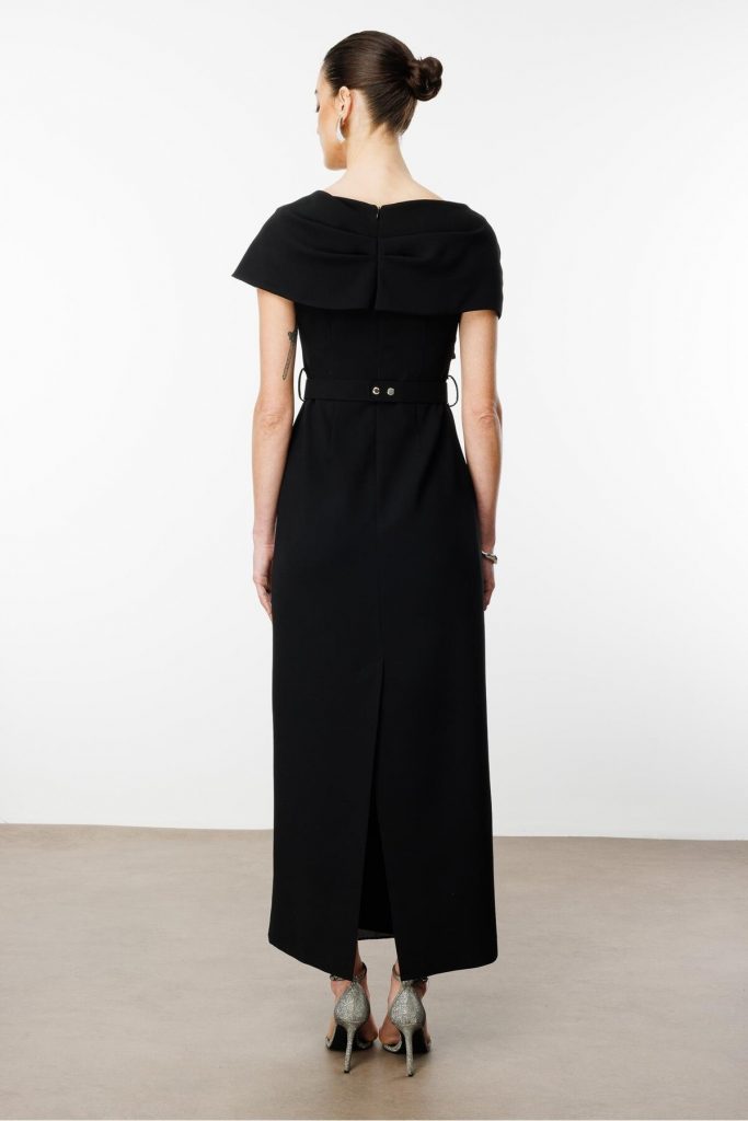 MODAİLGİ Aksesuar Detaylı Kemerli Elbise 0006 - Siyah